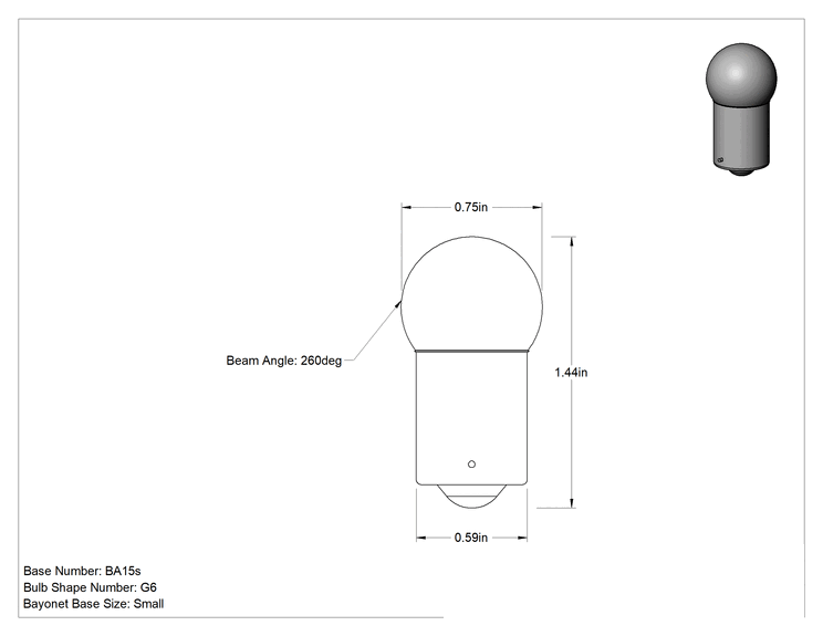 Teknik Çizim - Minyatür Ampul, Bayonet Taban, Tek Temas, Küre, Ticaret No. 67Nb