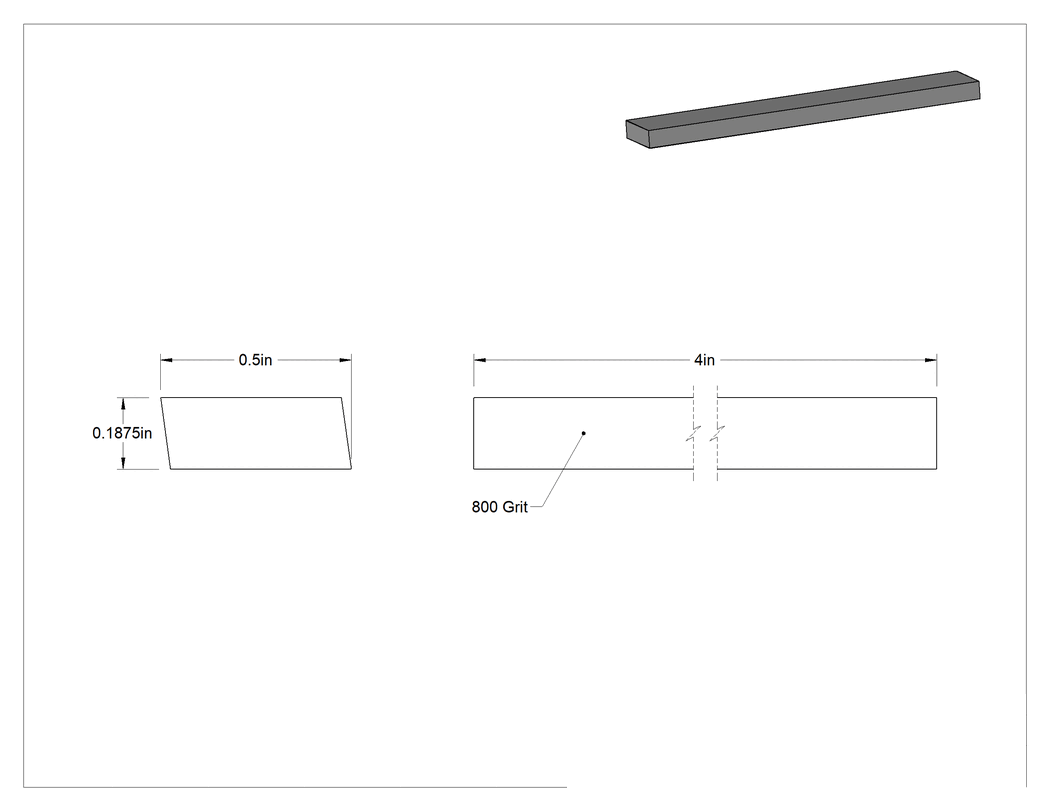 Teknik Çizim - Novaculite Tek Taneli Bileme Taşı, Bevel, 800 Kum, 4" Uzunluk x 1/2" Genişlik