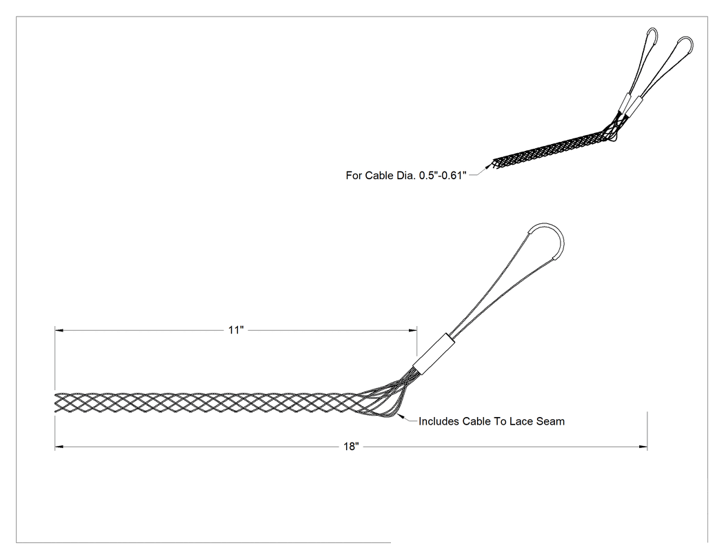 Teknik Çizim - Destek Tutacağı, MID Kablo Tipi, 0.50" ila 0.61" Kablo Dış Çapı için