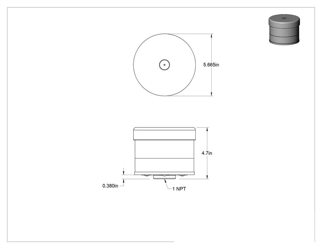 Teknik Çizim - Nem Emici Havalandırma Delikleri, Çekvalfli, 1 NPT Dişi, 1-400 galonluk tank için