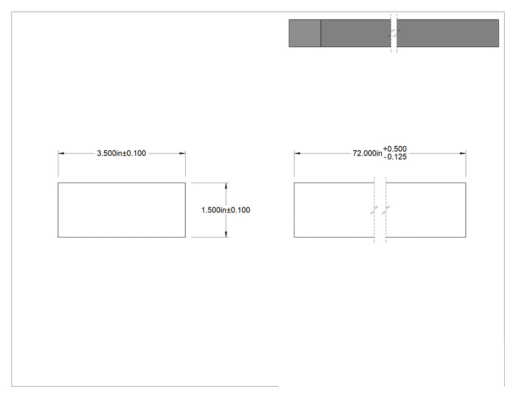 Teknik Çizim - HDPE Sentetik Ahşap, Beyaz, 1-1/2" x 3-1/2" x 6 Fit Uzunluk
