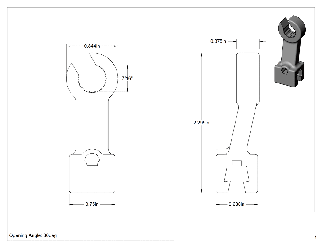 Teknik Çizim - 7/16" Boyut 12 Uçlu Sure-Grip Açık Uçlu Başlık, Değiştirilebilir Başlıklı Tork Anahtarı için