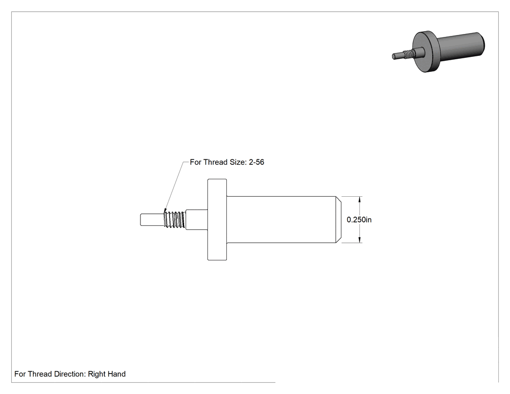 Teknik Çizim - M3.5 x 0.6 mm Diş Boyutu Isıyla Sabitlenmiş Ekler için Çıkarma Ucu
