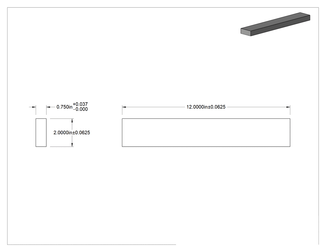 Teknik Çizim - Yüksek Mukavemetli 6013 Alüminyum Levha, 3/4" Kalınlık, 2" x 12"