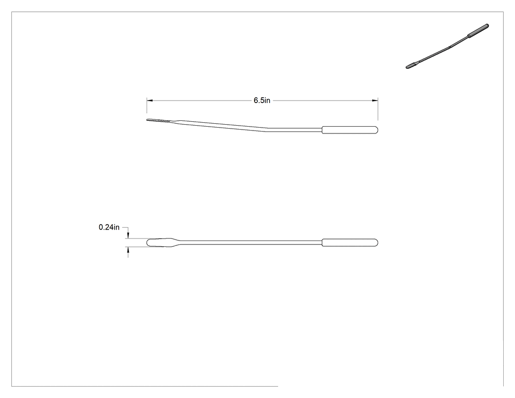 Teknik Çizim - Paslanmaz Çelik Laboratuvar Spatulası, U Şeklinde, 6-1/2" Uzunluk