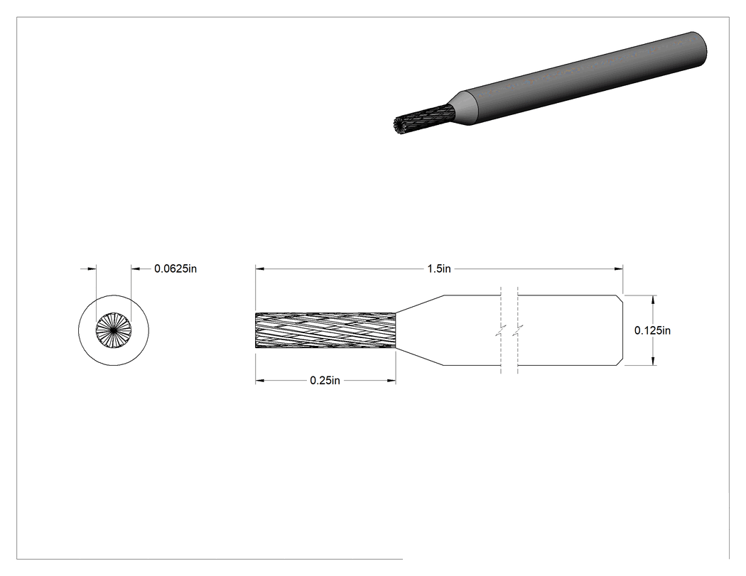 Teknik Çizim - 1/8" Çaplı Şaftlı Karbür Freze Ucu, Düz Kesici Silindir, Ürün No. Sb-41, Çift Kesimli Diş