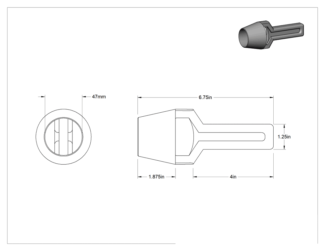 Teknik Çizim - Çekiçle Çalışan Delgeç, 47 mm Delik Çapı için