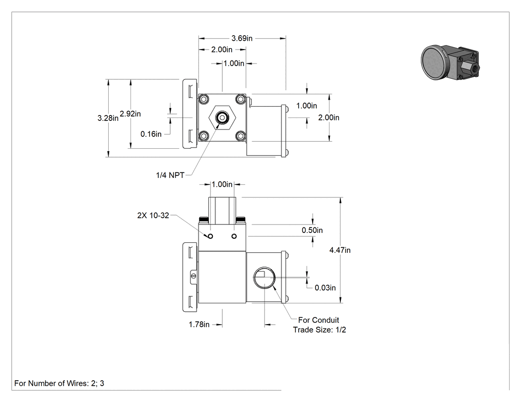 Teknik Çizim - Sıvılar için Diferansiyel Basınç Transmitteri, 4-20 mA, 0-5V DC Çıkış Sinyali, 0 ila 1 PSI