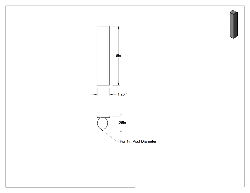 Teknik Çizim - Tel Raflar için Etiket Tutucu, 6" Yükseklik x 1-1/4" Genişlik