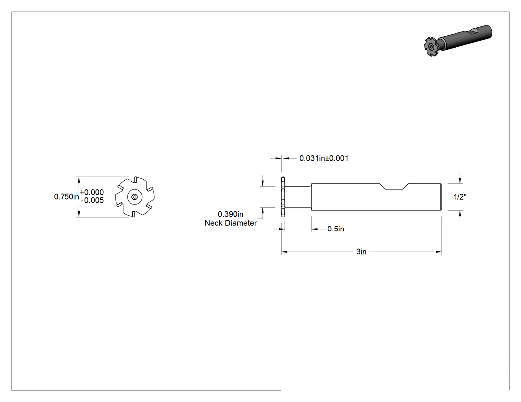 Teknik Çizim - Karbür Uçlu Konveks Yarıçaplı Uçlu Freze, 1/32" Kesme Yarıçapı