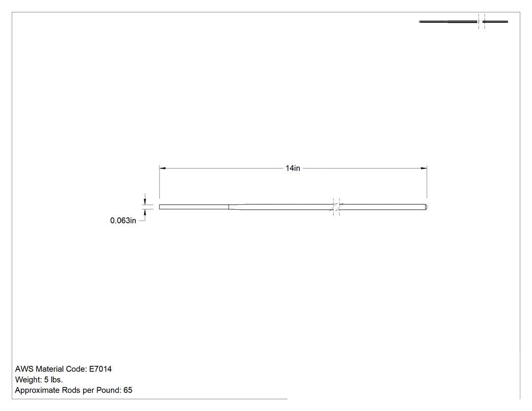 Teknik Çizim - Çubuk Elektrot, Hızlı Biriktirme, 1/16" Çap, 5 lbs.