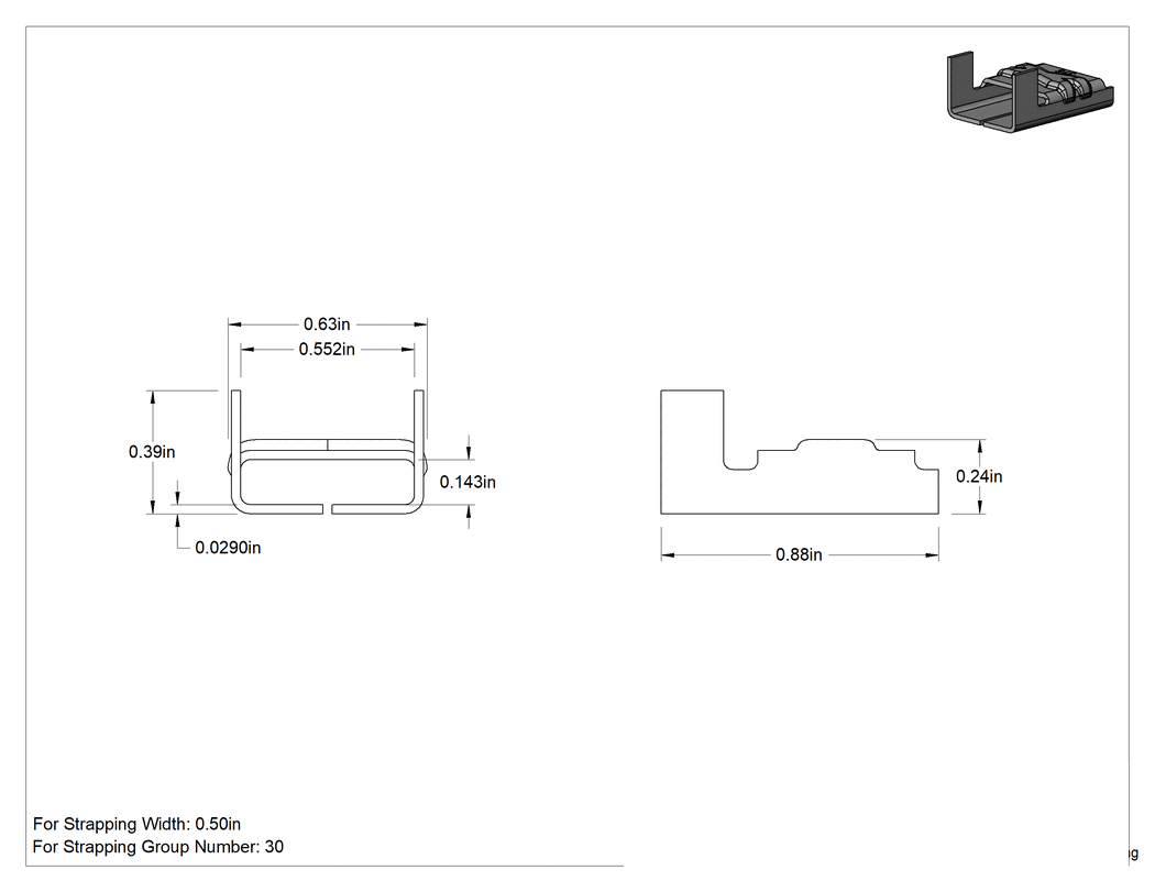 Teknik Çizim - 30 Numaralı Hafif Hizmet Metal Çemberleme için 316 Paslanmaz Çelik Çemberleme Tokaları