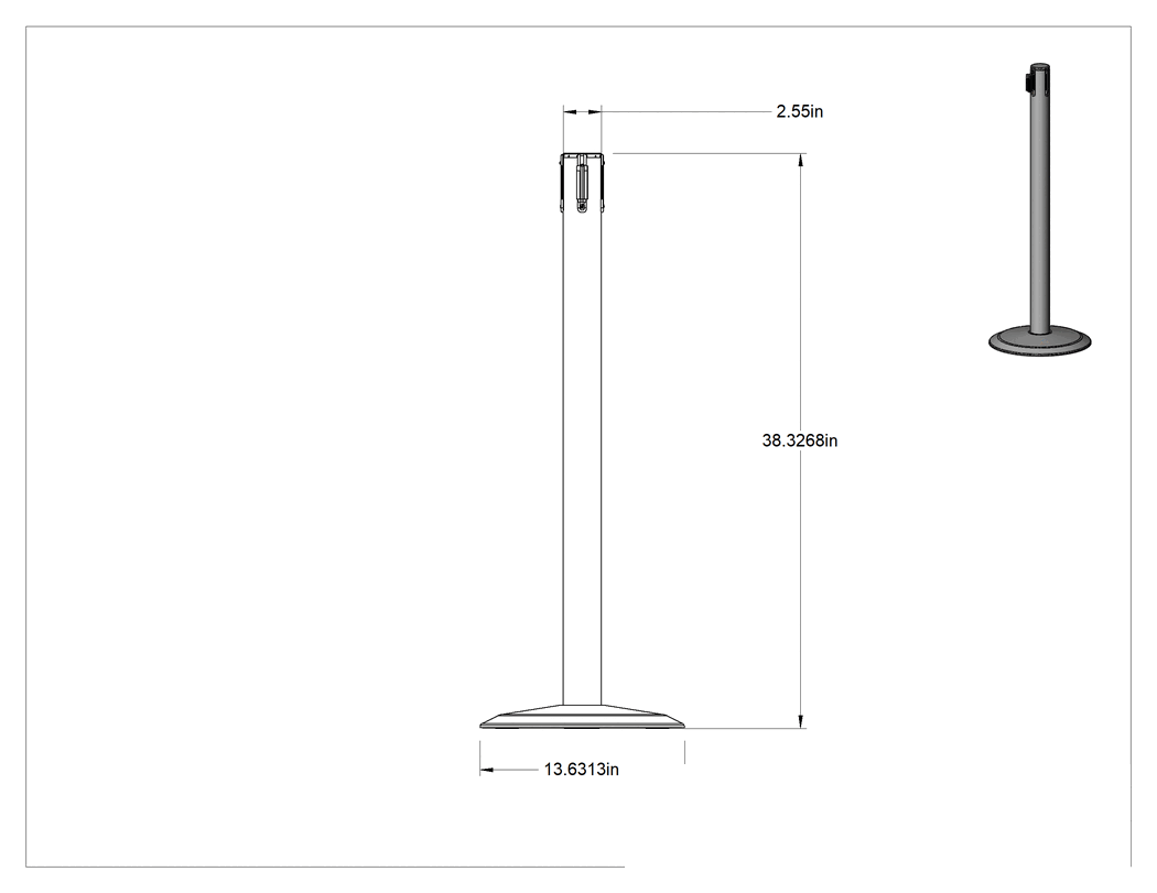 Teknik Çizim - Bağımsız Geri Çekilebilir Kemer için Sarı 2.5 inç Çelik Alıcı Direk