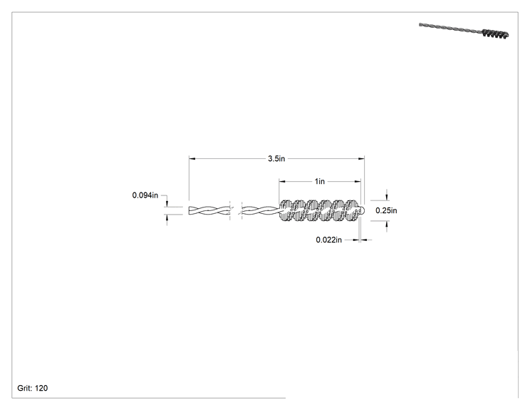 Teknik Çizim - Zımpara Tüp Fırçası, Büküm Şaftı, 1/4" Fırça Çapı, Esnek Kıl, 120 Kum