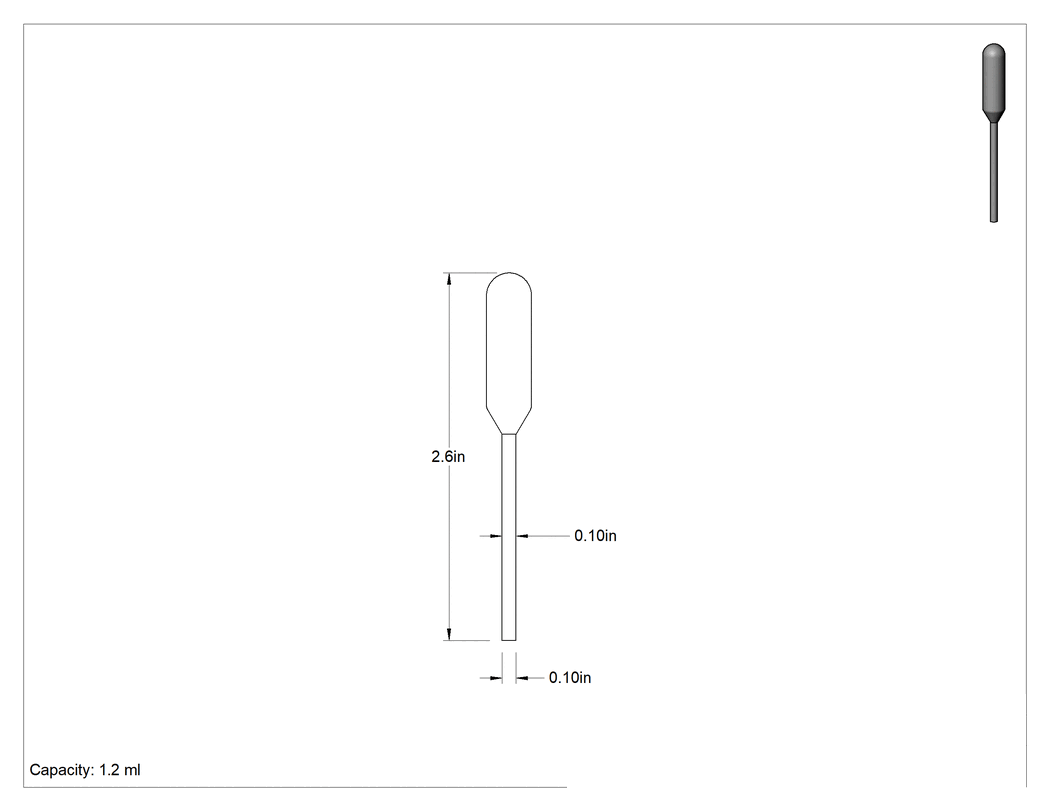Teknik Çizim - Ampul Damlatıcılar, Esnek Gövdeli, 1.2 ml Kapasite
