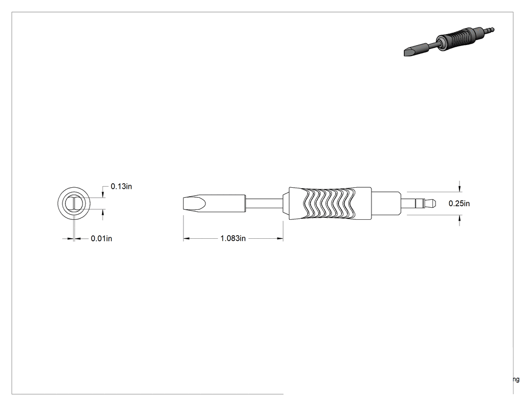 Teknik Çizim - Lehimleme İstasyonları için Weller Model Numarası Rtu 032 S MS Lehim Havyası Ucu