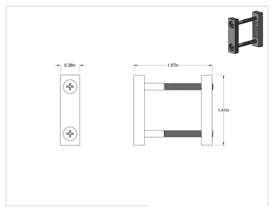Teknik Çizim - Parker Modüler Basınçlı Hava Filtresi/Regülatörü/Yağlayıcı (FRL) Birleştirme Kelepçeleri, Parker P31 Serisi için