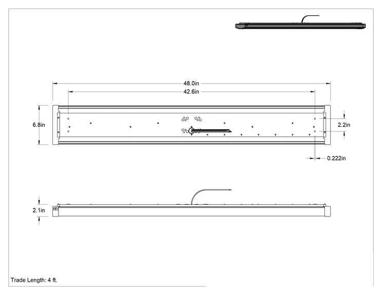 Teknik Çizim - Sargılı Lensli Tavan Lambası, Mikroprizmatik Yarı Şeffaf Lens, 6-7/8" Toplam Genişlik