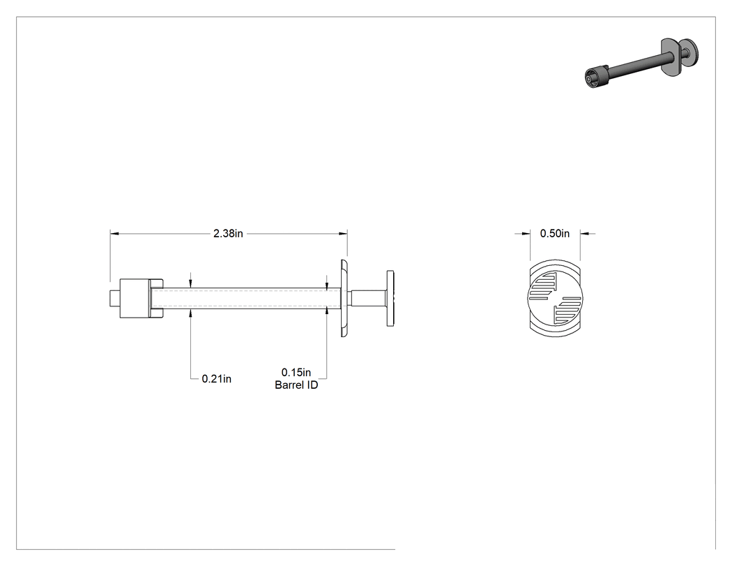 Teknik Çizim - Şeffaf Plastik Şırınga, Luer Lock Bağlantılı, 0.5 ml Kapasite
