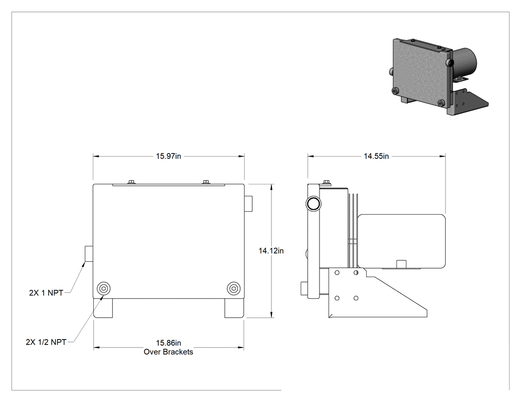 Teknik Çizim - Fan Soğutmalı Basınçlı Hava Son Soğutucu, 1 NPT Dişi, 50 scfm @ 80 PSI