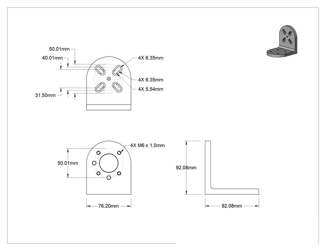 Teknik Çizim - Robot Aleti ISO Montaj Deseni Adaptörü, 90 Derece, ISO 63 Takım x ISO 31.5 için, 40 ve 50 Kol