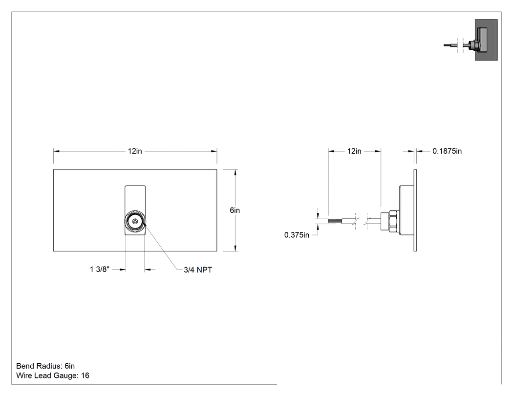 Teknik Çizim - Tehlikeli Ortam Yapıştırıcı Montajlı Isı Levhası, 12" Uzunluk x 6" Genişlik