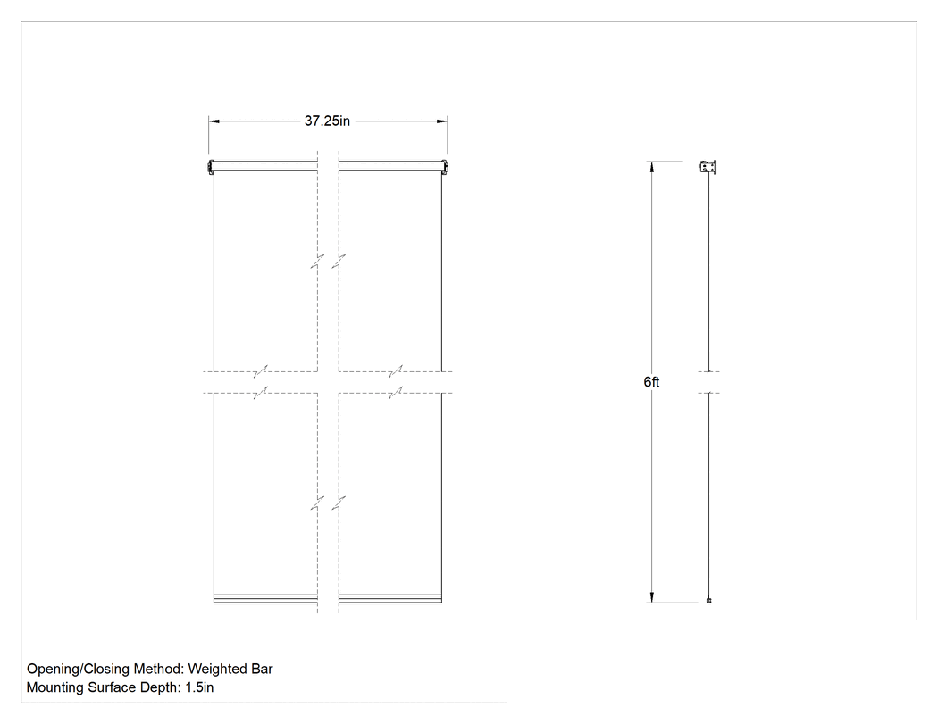 Teknik Çizim - Gizlilik Penceresi Gölgelik, Beyaz, 37-1/4" Genişlik x 6 Fit Uzunluk
