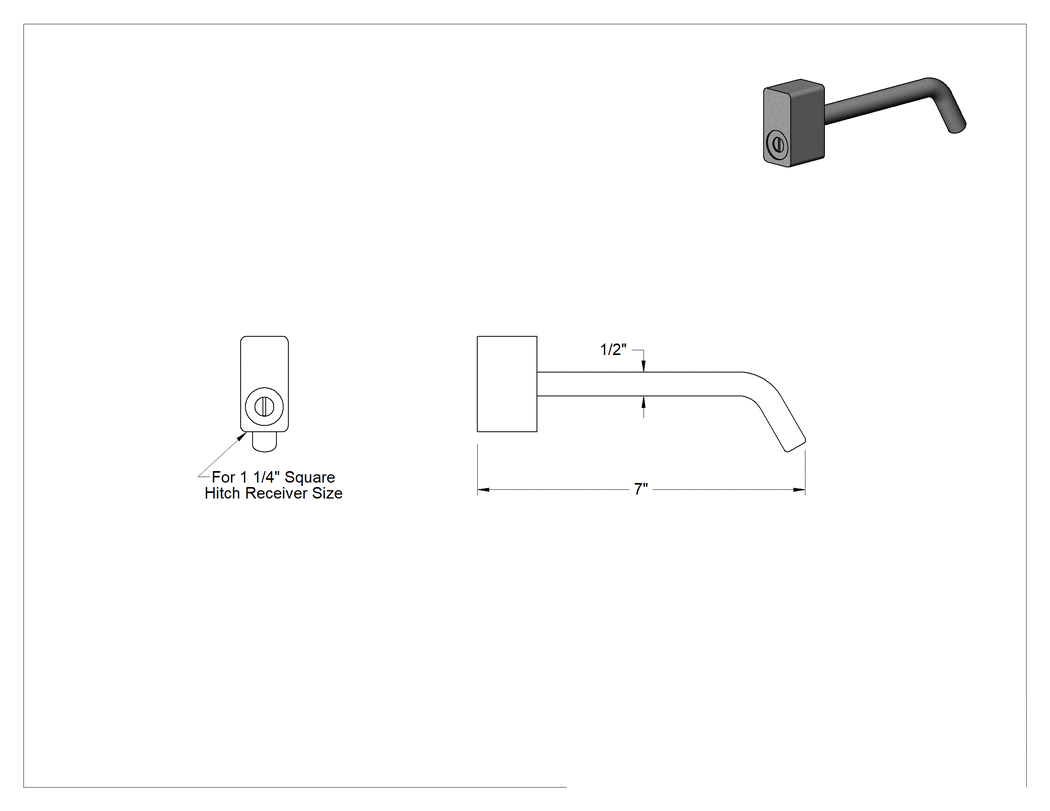 Teknik Çizim - Bağlantı Pimi Kilitleri, 1-1/4" Kare Bağlantı Alıcısı için