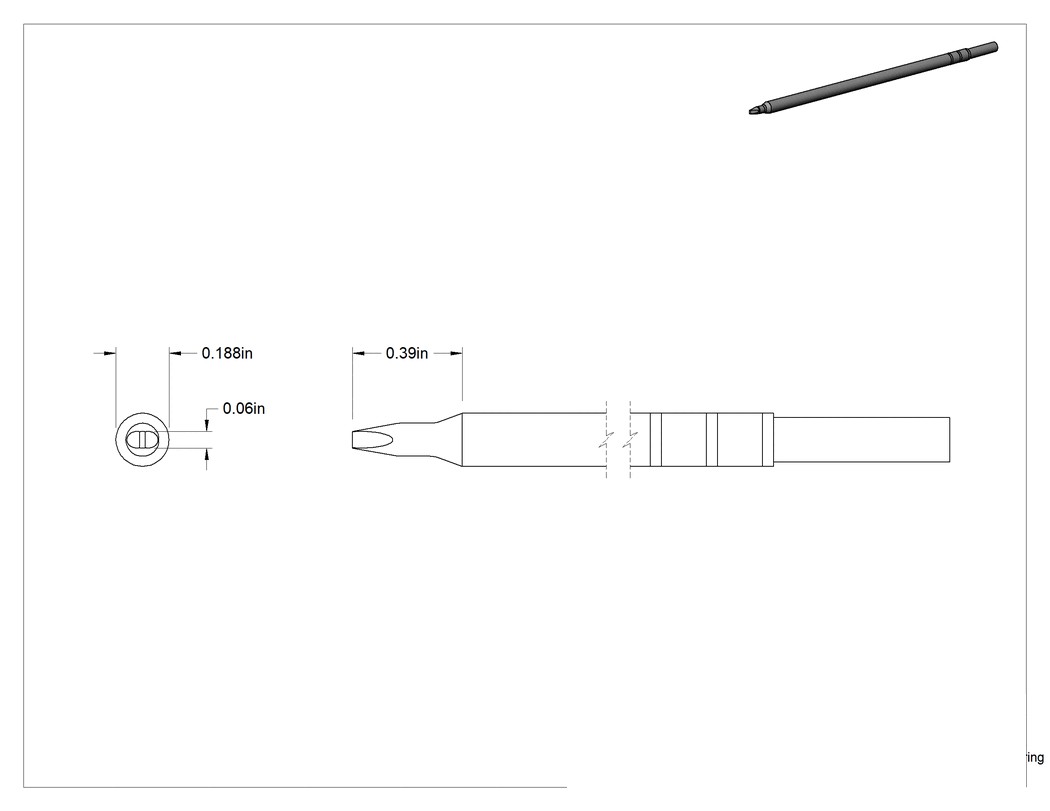 Teknik Çizim - Metcal Model Numarası Cvc-8CH0014S Lehim İstasyonları için Lehim Havyası Ucu