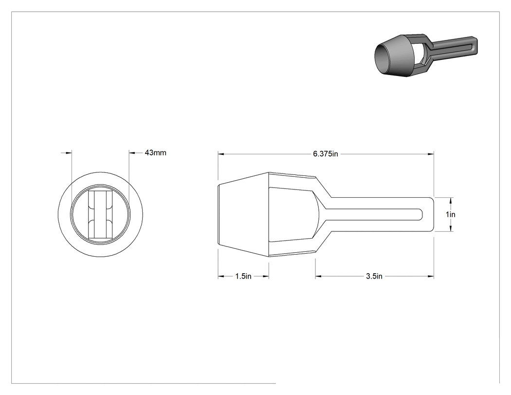Teknik Çizim - Çekiçle Çalışan Delgeç, 43 mm Delik Çapı için