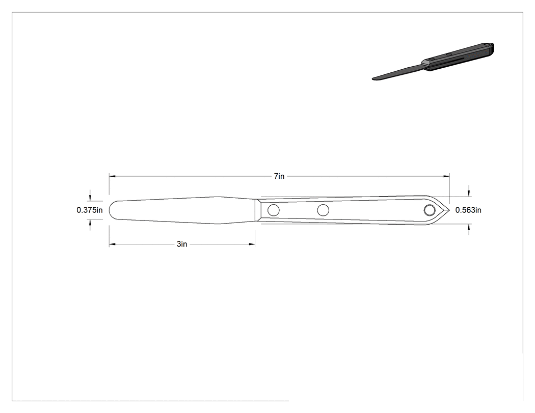 Teknik Çizim - Konik Bıçaklı Paslanmaz Çelik Spatula, 7" Uzunluk