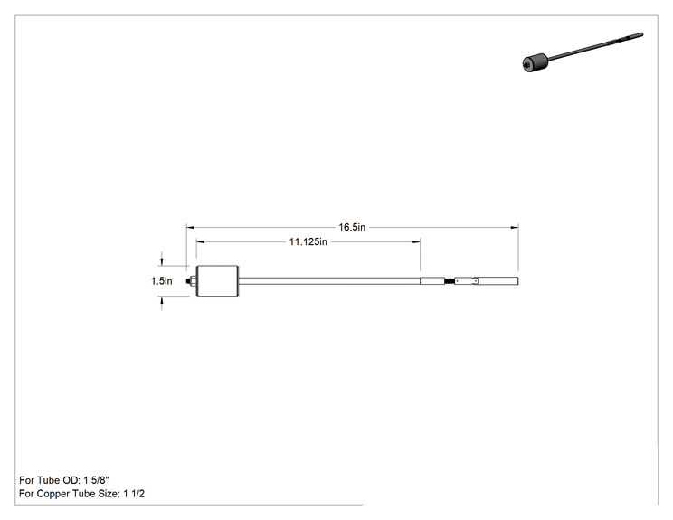 Teknik Çizim - 1-1/2" Bakır Boru için Akış Durdurucu