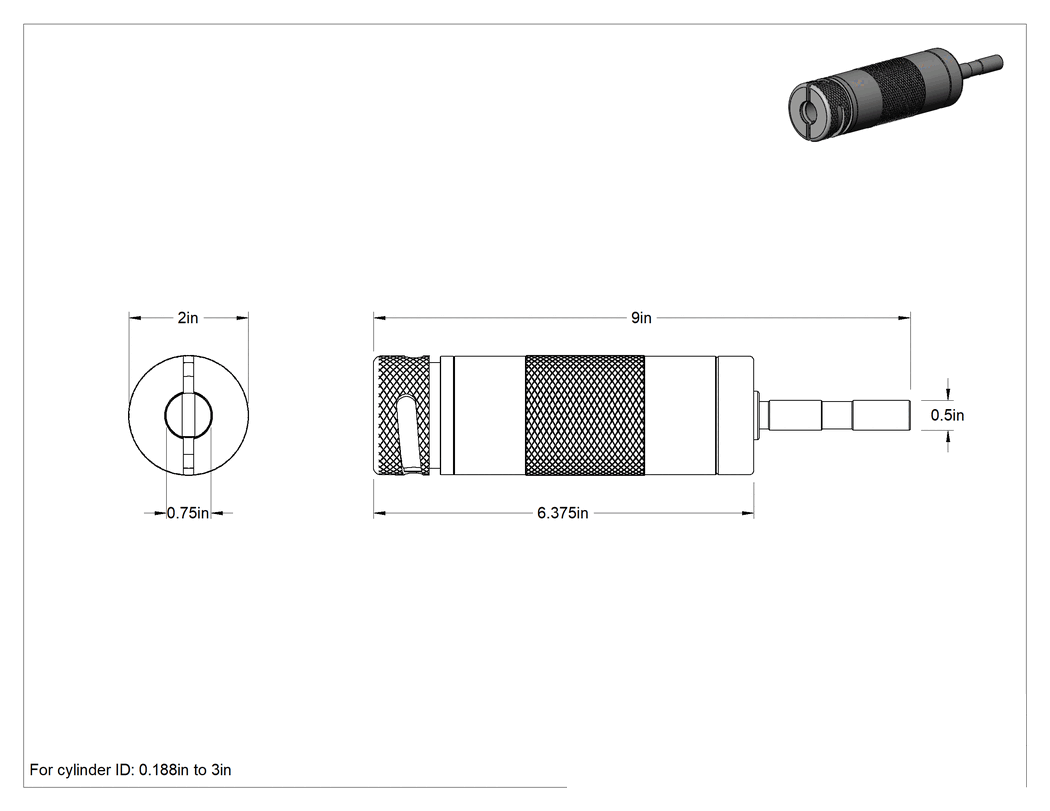 Teknik Çizim - Takım Tezgahları için Rigid Silindir Hon, 3/16" ila 3" Silindir İç Çapı için Sürücü