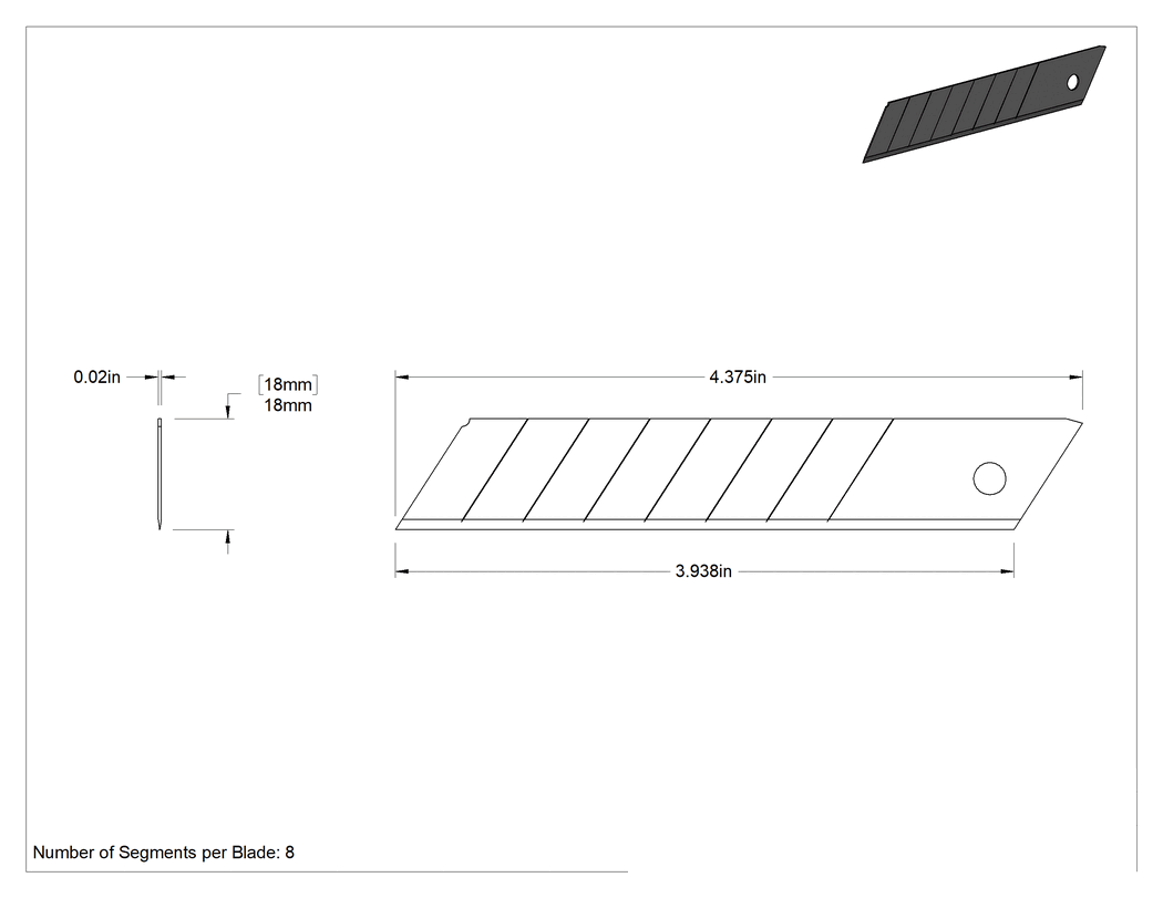 Teknik Çizim - Kırılabilir Bıçaklı Maket Bıçağı için 4-1/2" Uzunluk x 18 mm Genişlik Çelik Bıçaklar