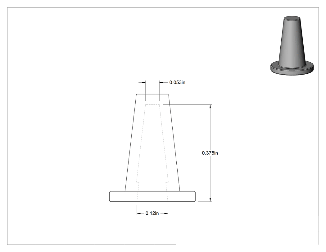 Teknik Çizim - 0.053"-0.120" Dış Çap için Polietilen Konik Kapaklar