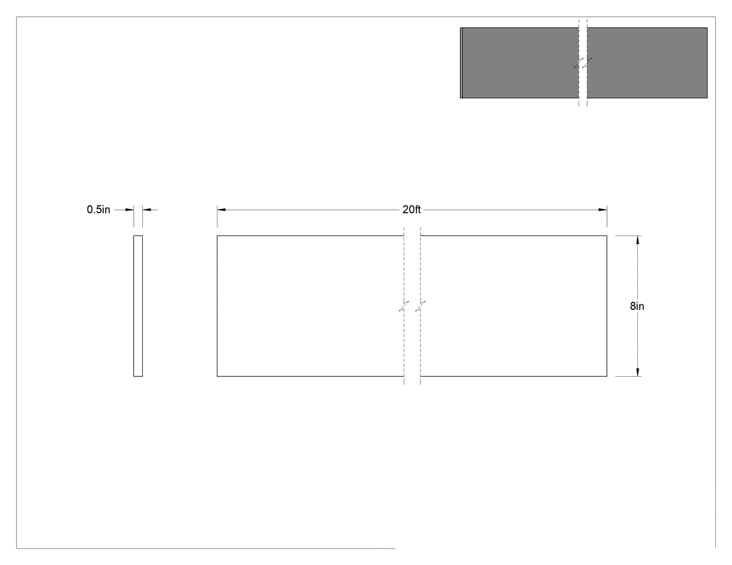 Teknik Çizim - Düşük Verimli Hava Filtresi Ortamı, Fiberglas, 1/2" Kalınlık x 8" Genişlik x 20 Fit Uzunluk Rulo