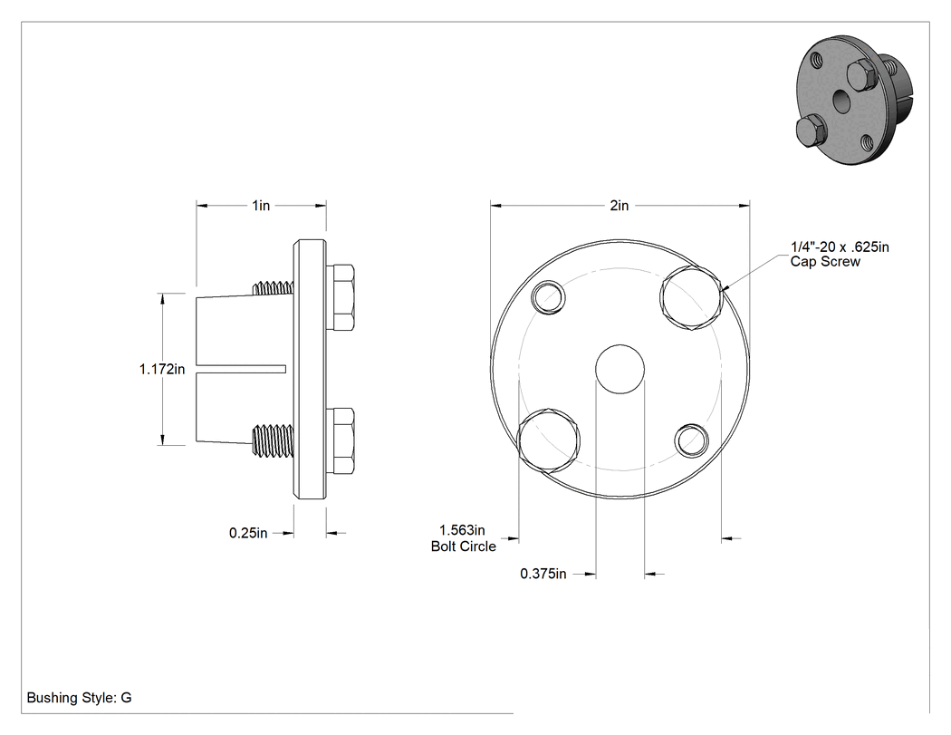 Teknik Çizim - Yarık Konik Burç, 3/8" Mil Çapı için G Stili, Çelik