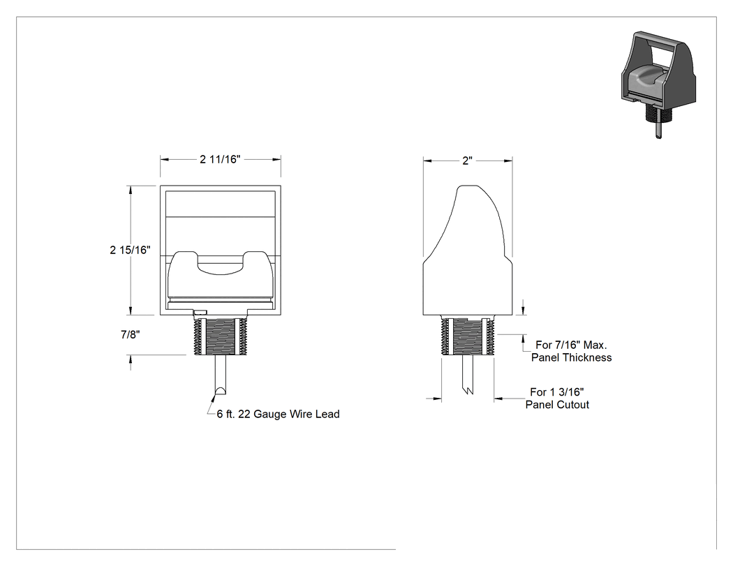 Teknik Çizim - Işık Işınlı Parmak Dokunmalı Anahtar, Kablo Uçlu, 120V AC Giriş Voltajı