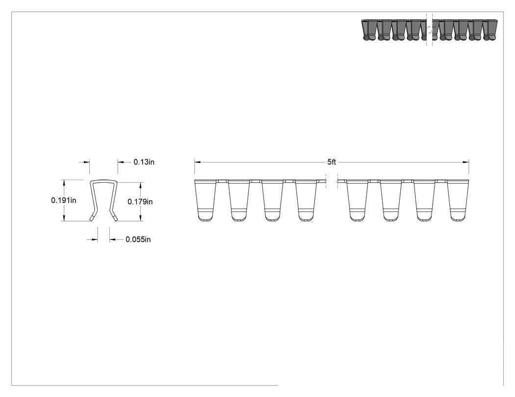 Teknik Çizim - Esnek Paslanmaz Çelik Kenar Çıtası, Yüksek Sıcaklık, 1/16" Genişlik x 3/16" İç Yükseklik, 5 Fit Uzunluk