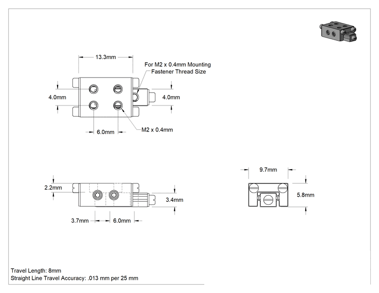 Teknik Çizim - Düşük Sürtünmeli Teleskopik Kayan, 4 mm Genişlik x 13 mm Uzunlukta Ray