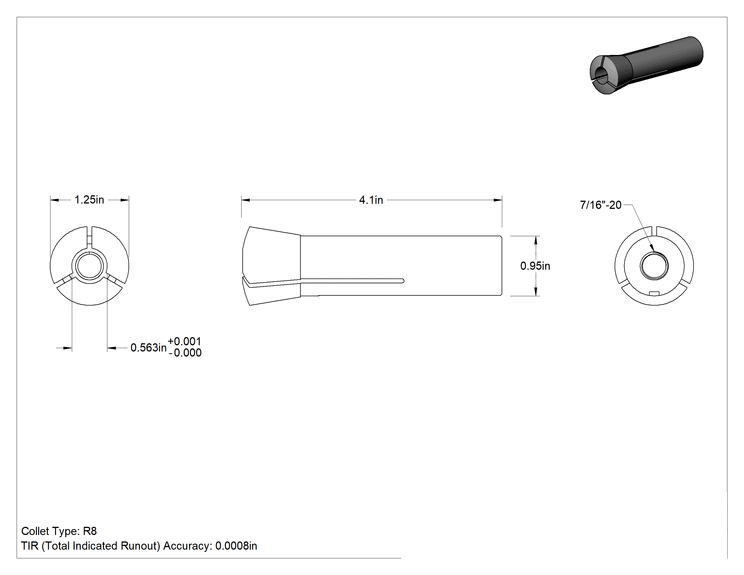 Teknik Çizim - R8 Pens, 0.0008" Tir Hassasiyeti, 9/16" Boyut