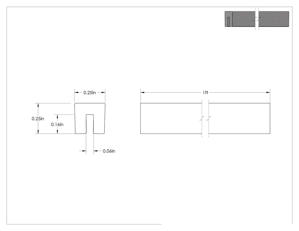 Teknik Çizim - Neopren Kauçuk Kenar Çıtası, 1/16" Genişlik x 5/32" İç Yükseklik