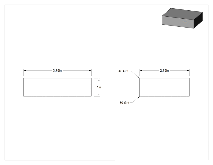 Teknik Çizim - Zımpara Süngeri, 46 ve 80 Kum, 3-3/4" x 2-3/4" x 1"