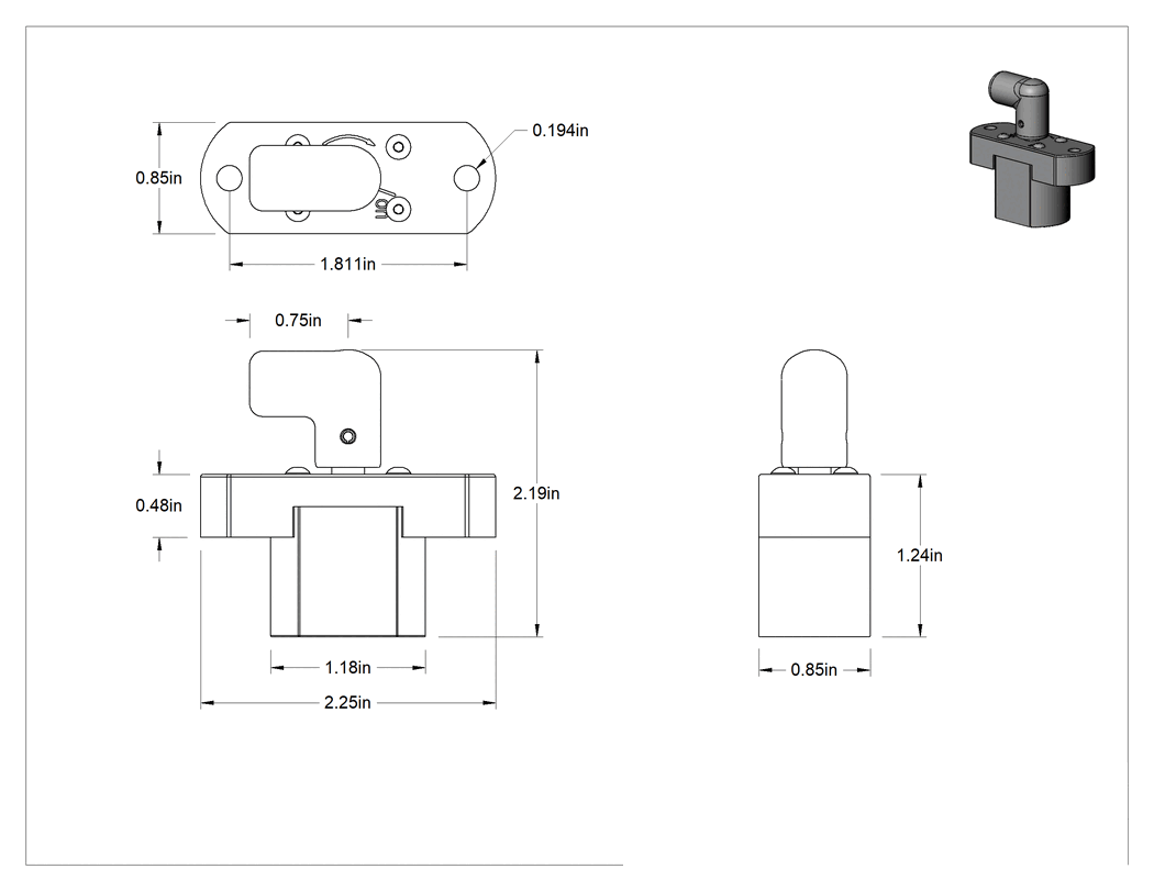 Teknik Çizim - Kolay Takılıp Çıkarılabilen Mıknatıs, Montaj Flanşı ve Tutamaklı, 7/8" Genişlik