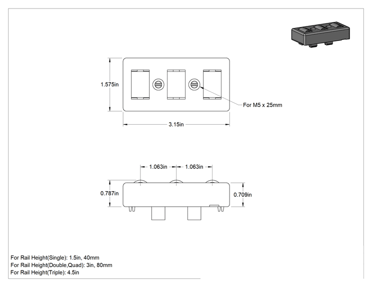 Teknik Çizim - T-Yivli Çerçeve, Vidalı Makaralı Konveyör, 1.5 ve 40 mm Yüksekliğinde Ray için