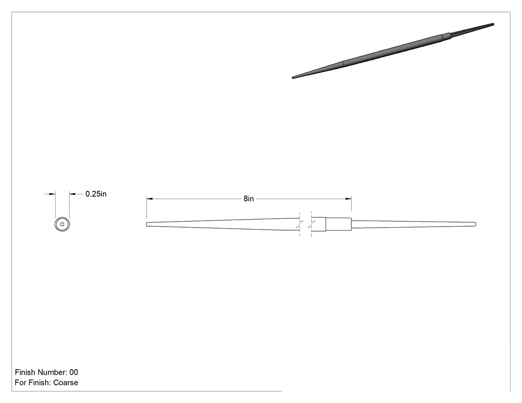 Teknik Çizim - Hassas Yuvarlak Törpü, Kaba Yüzey için, 8" Uzunluk x 5/16" Çap