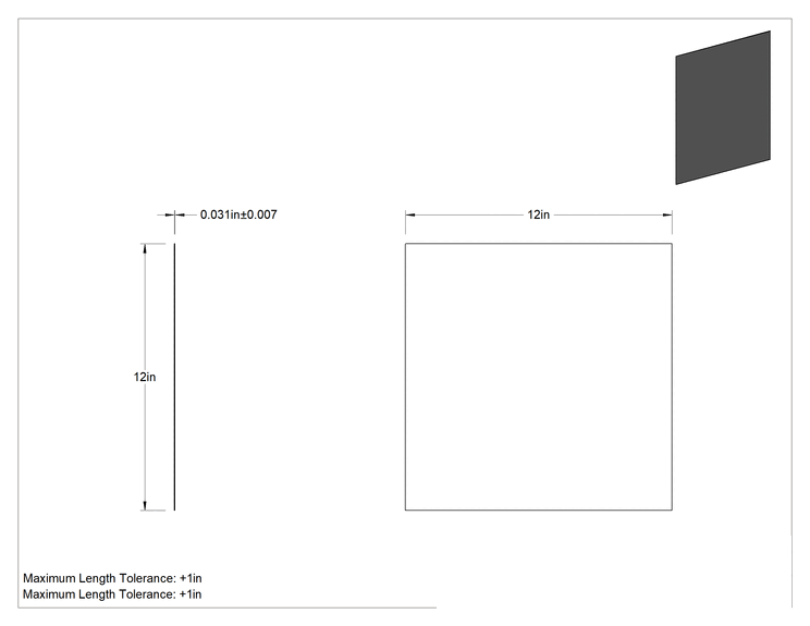 Teknik Çizim - Kumaş Takviyeli Silikon Kauçuk Levha, Yüksek Sıcaklık, 12" x 12", 1/32" Kalınlık