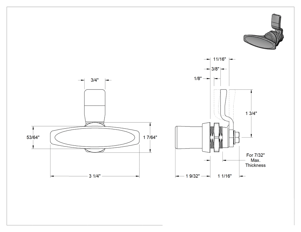 Teknik Çizim - T-Kollu Çok Noktalı Mandal, Siyah Kaplamalı Çinko, 1/8", 3/8" ve 11/16" Mesafe