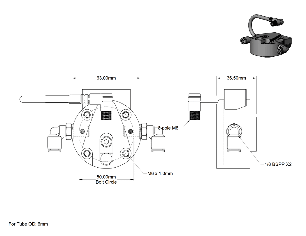 Teknik Çizim - Otomatik Robot Alet Değiştirici, Robot Kolunun Ucu Montajı, Hava ve Elektrik Geçişi