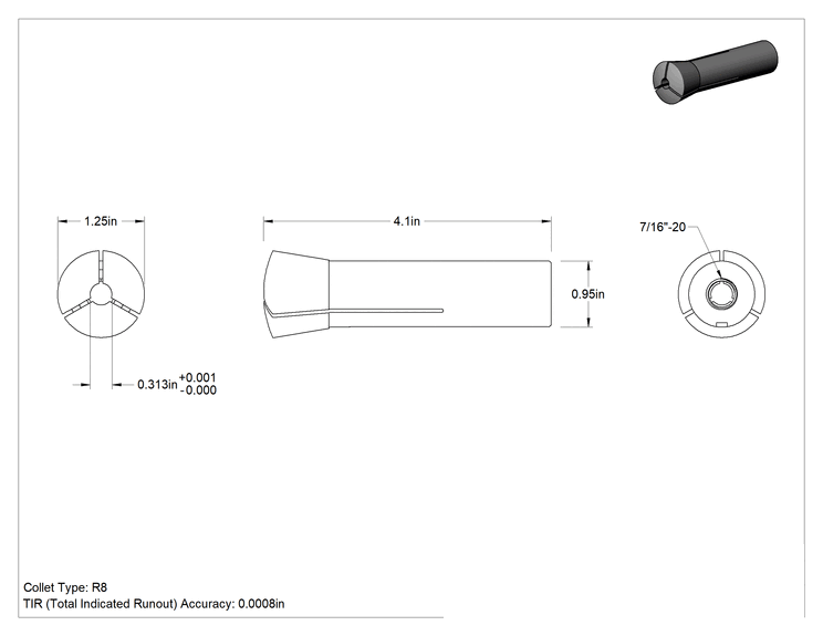 Teknik Çizim - R8 Pens, 0.0008" Tir Hassasiyeti, 5/16" Boyut